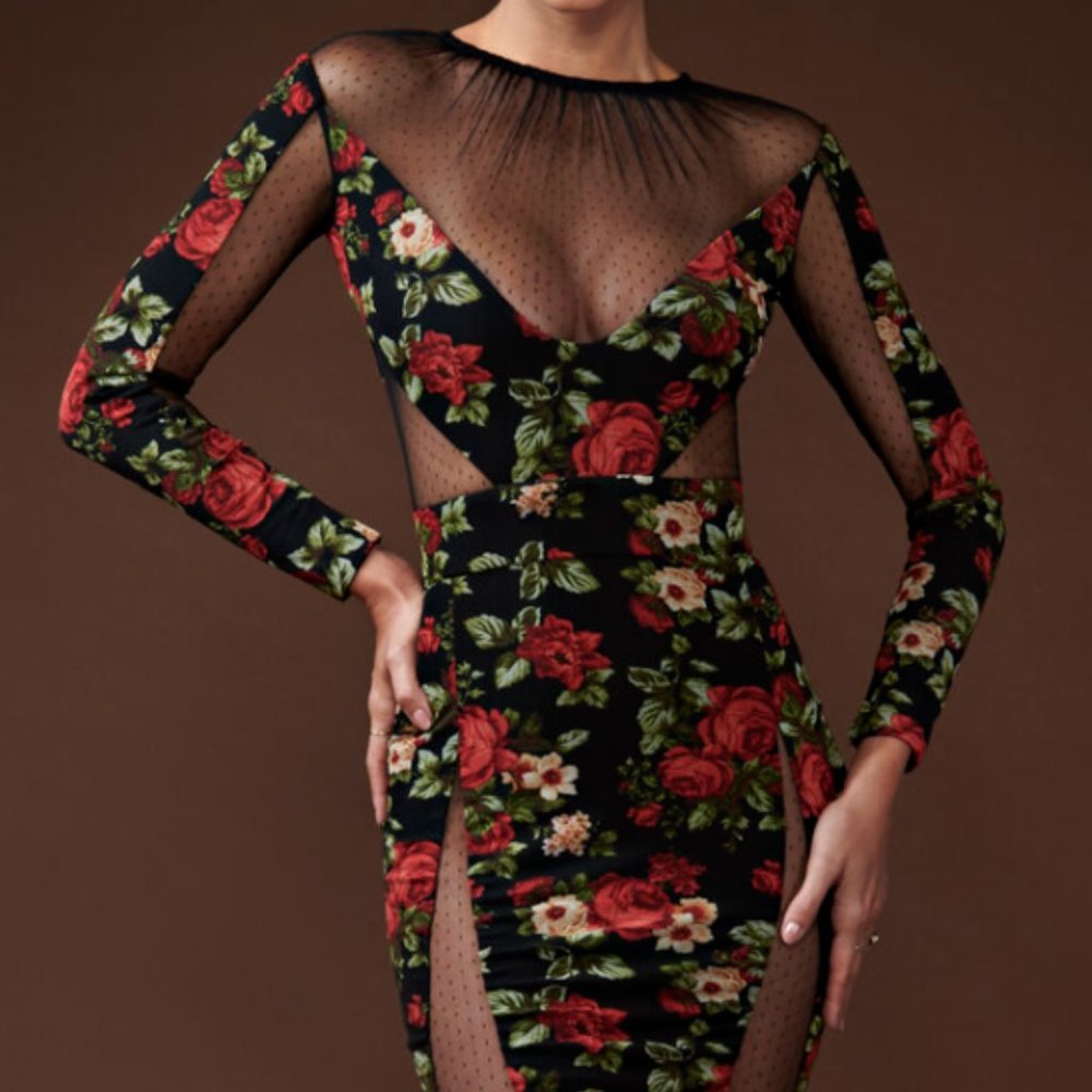 Bao Tranchi Red Rose Dress